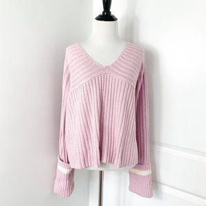 JOA Ribbed Varsity Striped Sweater